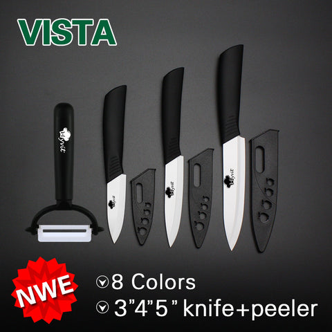 High Quality Zirconia Ceramic Kitchen Knife Set fruit carving knives 4pcs 3" 4" 5''+ Peeler+Covers Hot kitchen accessories