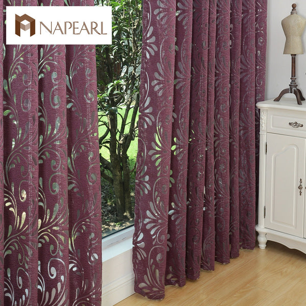 Multiple colors ready made semi-blackout curtains blind panel fabrics for window purple curtains