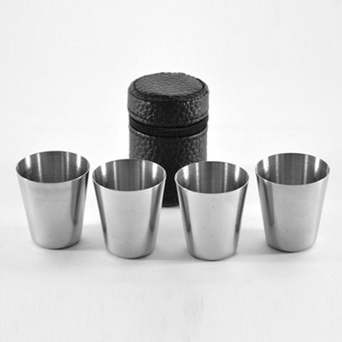4pcs/set mini 30ml Portable Stainless Steel Wine Cups Drinking Liquor Alcohol Whisky Vodka Bottle Mug Travel Barware Accessories