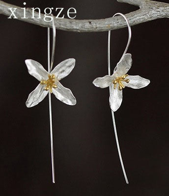 New style high quality 925 sterling silver handmade earrings Lilac flower long earrings for women fine jewelry wholesale