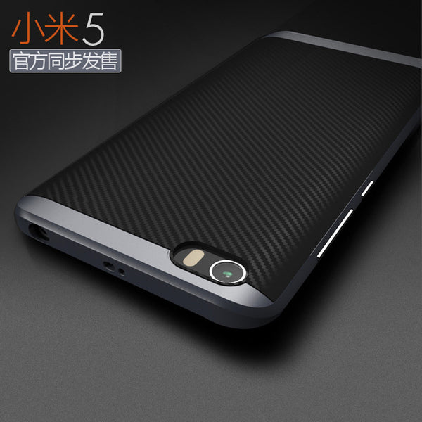 Luxury Hybrid case For xiaomi mi5 M5 hard PC frame+Silicon Protective back cover for xiaomi mi 5 Mobile phone housing shell