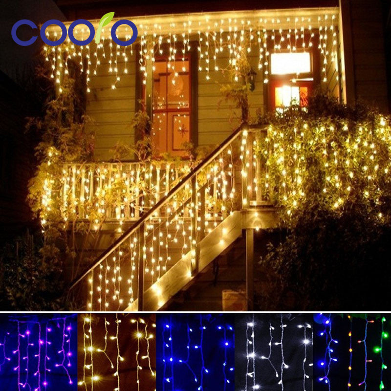 christmas outdoor decoration 3.5m Droop 0.3-0.5m curtain icicle string led lights 220V/110V New year Garden Xmas Wedding Party