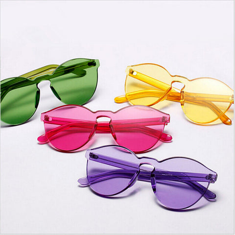New Top Quality Transparent Glasses Round frame Candy Sunglasses For Women Men  Chunky Sun Shades female
