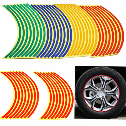 16 Strips Bike Car Motorcycle Wheel Tire Reflective Rim Stickers And Decals Decoration Stickers 18" 4 Color Car Styling New