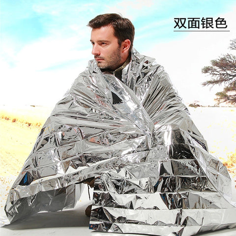 New Outdoor Water Proof Emergency Survival Rescue Blanket Foil Thermal Space First Aid Sliver Rescue Curtain Military Blanket