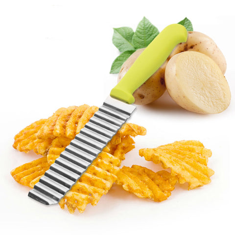 1pc New Potato Shredders Slicers Stainless Steel Cut Potato Waves Crinkle Shape Vegetable Chips Kitchen Knife Accessories
