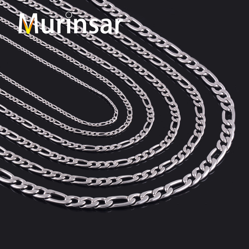 Width 3/4/5/6/7/9/11mm Stainless Steel Figaro Chain High Quality Link Necklace Chain Stainless Steel  Men Jewelry Wholesale