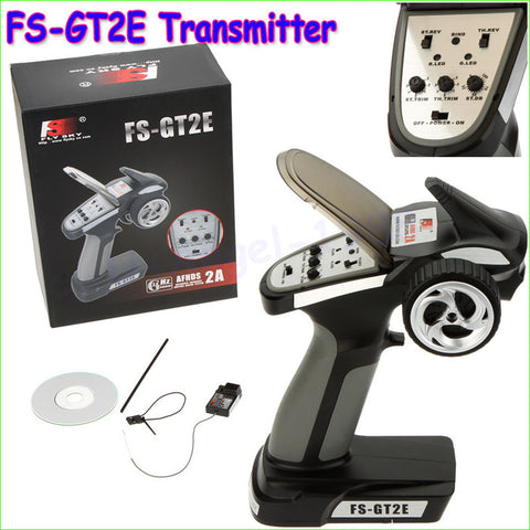 1pcs Original Flysky FS-GT2E AFHDS 2A 2.4g 2CH Radio System Transmitter for RC Car Boat with FS-A3 Receiver Drop freeship