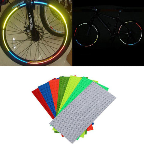 Fluorescent Cycling Wheel Tire Stickers Motorcycle MTB Mountain Road Bike Bicycle Reflective Stickers Strip Decal Tape N1808