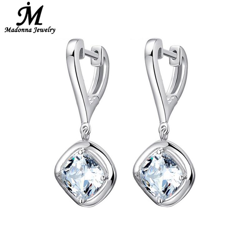 Fashion New 925 Sterling Silver Heart Women stud Earrings AAA Flash crystal Ear Buckle Jewelry High Quality Wholesale