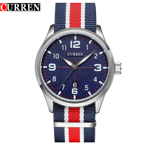 New Curren Watches Men Top Brand Luxury Mens Nylon Strap Wristwatches Men's Quartz Popular Sports Watches relogio masculino 8195