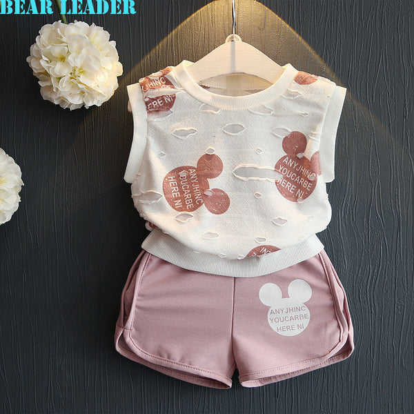 Bear Leader Girls Clothing Sets 2016 Fashion Summer Kids Clothing Sets Lovely Doll Print T-shirt+Short 2Pcs for Girls Clothes