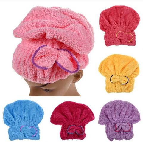 1PCS Home Textile Microfiber Solid Hair Turban Quickly Dry Hair Hat Wrapped Towel Bath 5 Colors Available