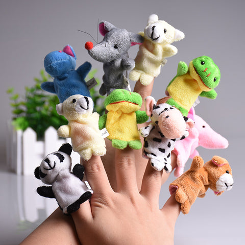 5pcs/set Cute Animal Finger Puppet Plush Toys Cartoon Biological Child Baby Favor Doll Kids Gifts Family Educational Finger Toy