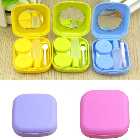 Portable Cute Pocket Mini Contact Lens Case Travel Kit Mirror Container 5Colors
