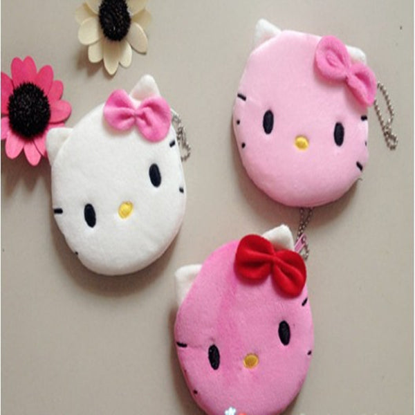 1Pcs Coin Purse & Wallet Pouch Lady's Purses Plush Hello Kitty Kids Girl's Storage Bag Case Handbag Women bow mini pink wallets