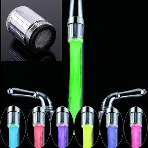 LED Water Faucet Stream Light 7 Colors Changing Glow Shower Tap Head Kitchen Temperature Sensor Tap TE