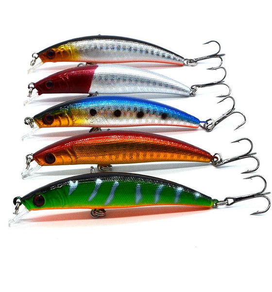 1PCS/bag 5 colors 8 cm 8.5 g Fishing Lure Minnow Hard Bait with 2 Fishing Hooks Fishing Tackle Lure 3D Eyes