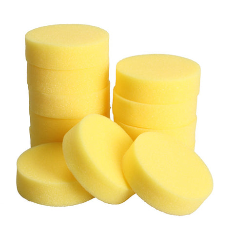 12PCS Wax sponges Round Car Polish Sponge Car Wax Foam Sponges Applicator Pads for Clean Car Care Tool Glass Yellow  ME3L