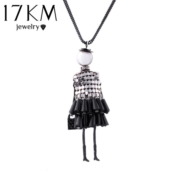 17KM Fashion doll Pendant Necklace Lovely Dress Doll Necklaces & Pendants Maxi collares Women collier Long Necklace colar