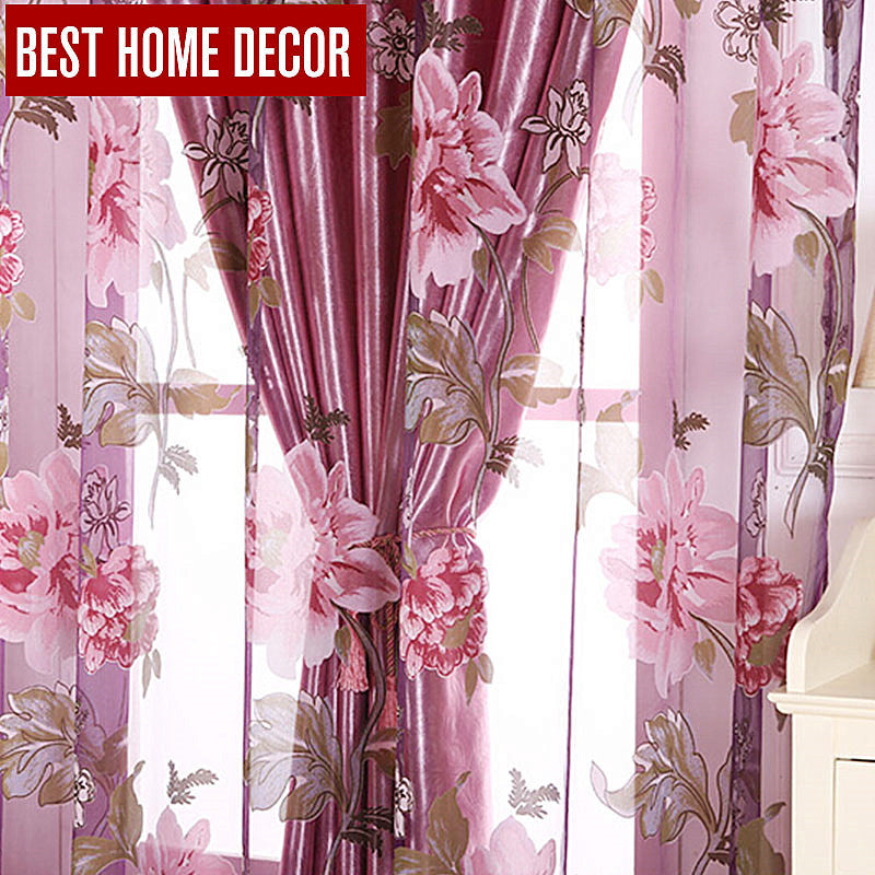 Best home decor floral window blackout curtains for living room the bedroom modern tulle curtains for window treatment blinds
