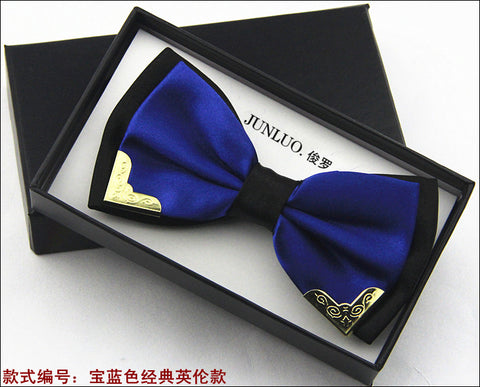 New Style Fashion Boutique Metal Head Bow Ties For Groom Men Women Butterfly Solid Bowtie Classic Gravata Cravat Freeshipping