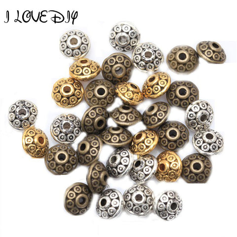 Wholesale 100pcs Spacer Charms Mixed Color Tibetan Silver Metal Spacer Beads 6mm for Jewelry Making Fast Shipping