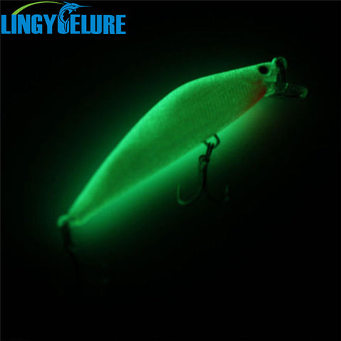 3D Minnow Night Plastic Fishing Lure Crank Bait Hooks Bass Fish Crankbait Tackle Y089