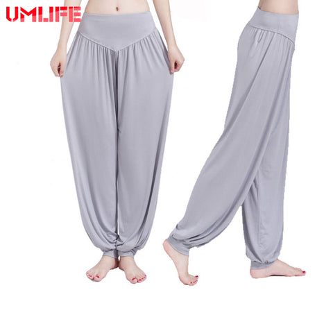UMLIFE Yoga Pants Women Plus Size Sports Pants Bloomer Dance Taichi Candy Color Full Length Pants Hot Sale Fitness Breathable
