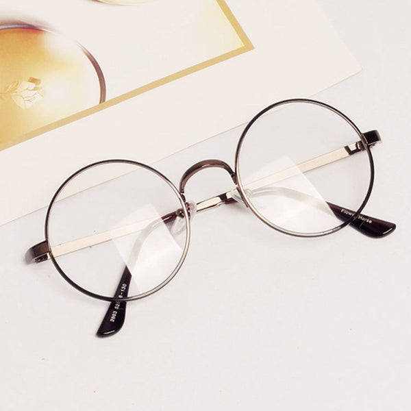 Women Men Retro Round Metal Frame Clear Lens Glasses Nerd Spectacles Eyeglass