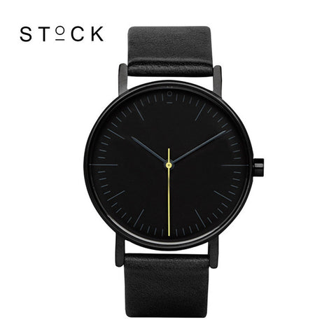STOCK Quartz Watch Men Top Brand Black Leather Watches Relojes Hombre 2016 Horloge Orologio Uomo Montre Homme clock S001K