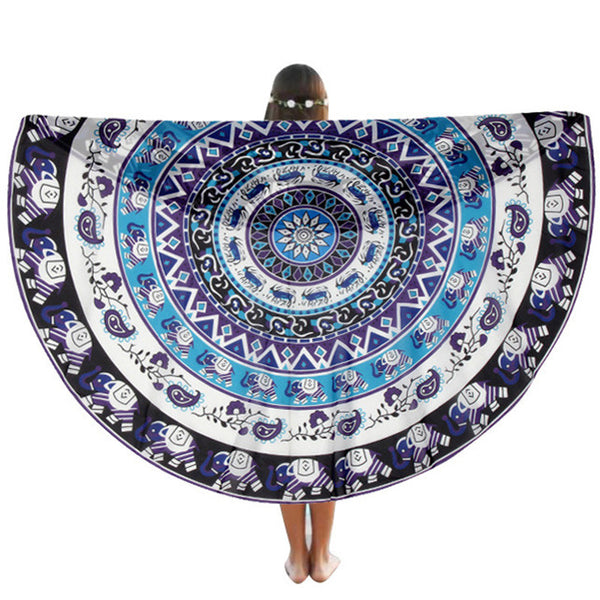 SIF Round Hippie Tapestry Beach Throw Roundie Mandala Towel Beach Pashmina shawl JUL 27