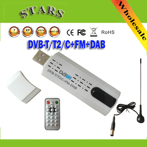 Digital satellite DVB t2 usb tv stick Tuner with antenna Remote HD TV Receiver for DVB-T2/DVB-C/FM/DAB USB TV Stick FreeShipping