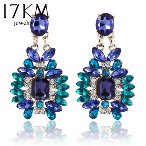 17KM New Summer Bohemian Colorful Big Drop Earrings Fashion Accessories Crystal Dangle Earrings Jewelry Women Gift