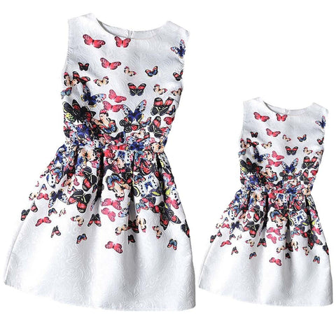 Mother Daughter Dresses Clothes Mom and Daughter Dress Family Matching Outfits Family Clothing Butterfly Print Summer Dress