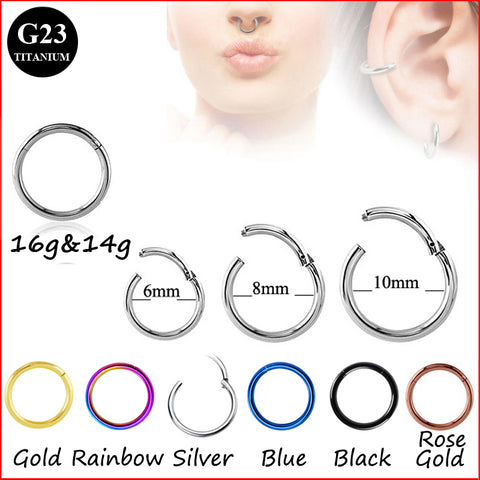 G23 Titanium Hinged Segment Ring 16g 14g Nose Lip Nipple Septum Cartilage Nipple Tragus Clicker Captive Body Piercing Jewelry