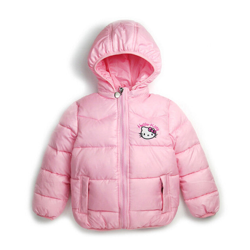 Retail 2-7Y New Children Winter Outerwear Clothing Girls Hello Kitty Cartoon Jackets Coat Baby Kids Christmas Costume Clothes
