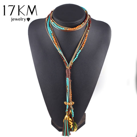 17KM Maxi colar Facet Beads Necklaces For Women Multi layer Long Necklace Statement Jewelry Collares Collier joyas