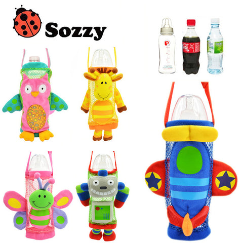 1pcs Sozzy Children water bottle handle bags Cartoon Feeder Lagging Baby Bottle Huggers Infant feeding bottle bag case