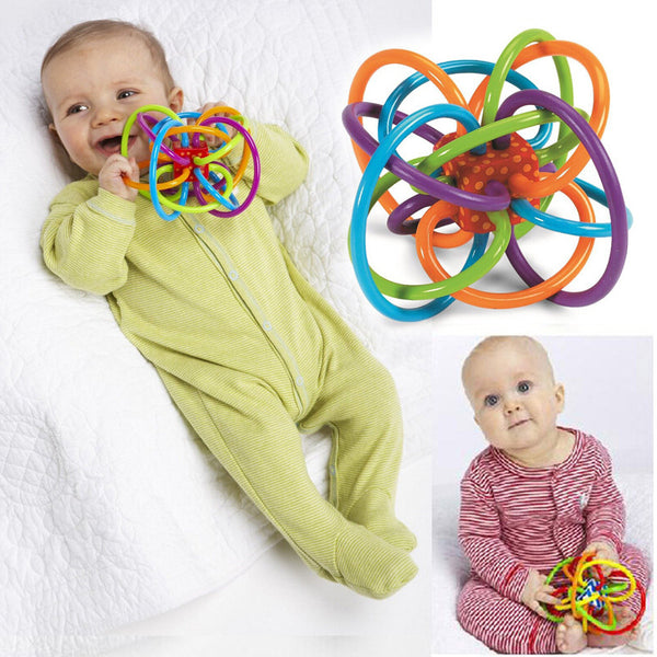 0-12 Months Baby Toy Baby Ball Toy Rattles Develop Baby Intelligence Baby Toys Plastic Hand Bell Rattle WJ266