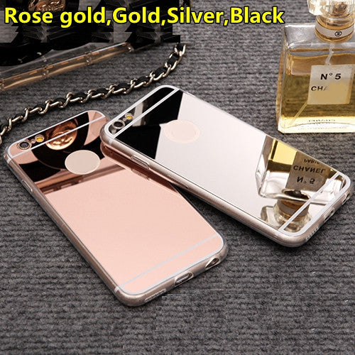 Luxury Plating Mirror Soft TPU Silicon Case For iphone 7 6 6S / 7 6 6S Plus 5 5S 4 4s Back Cover Phone Bag Cases