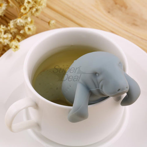 PREUP Manatee Shape Tea Infuser Pure Soft Silicone Rubber Loose Tea Leaf Strainer Herbal Spice Filter Diffuser Kitchen Gadget