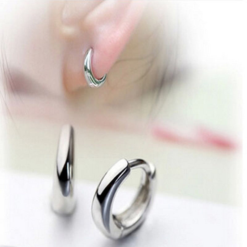 2016 silver filled small hoop earrings for women men cool korean huggies earrings for girls simple fine jewelry wholesale