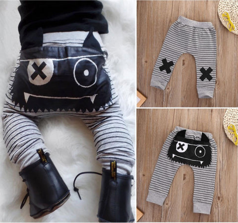 Cute Kids Baby Boys Girls Bottoms Monster Harem Pants Casual Trousers Baby Boy Pants 0-2Y