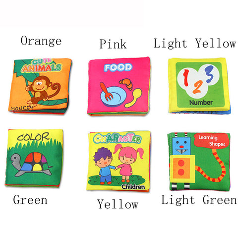 6Patterns Baby Toy Soft Cloth Books Rustle Sound Infant Educational Stroller Rattle Toy Newborn Crib Bed Baby Toys 0-36 month
