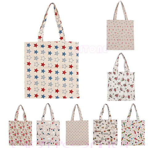 Reusable Cotton Linen Eco Friendly Shopping Bag Grocery Tote Shoulder Handbag