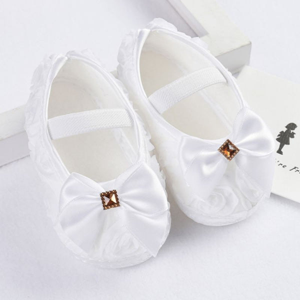 Girls Flowers Bow Baby Toddler Shoes 11cm 12cm 13cm Spring Autumn Children Footwear First Walkers