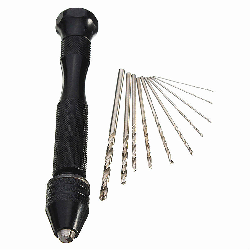 Hot Sale 10pcs Twist Drill Bit Mini Micro Aluminum Alloy Hand Drill With Keyless Chuck  Woodworking Drilling Rotary Tools