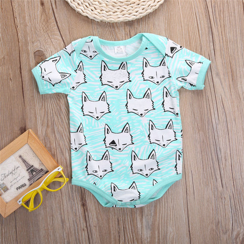 2016 New Toddler Newborn Baby Girl Boy Clothes Cartoon Fox print Bodysuit Jumpsuit One-pieces Outfits 3-18M