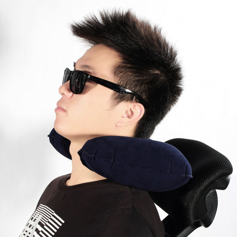 Inflatable Travel Pillow Air Cushion Neck Rest U-Shaped Compact Plane Flight Pure Color Rest Pillow Cushion For Car Train Office